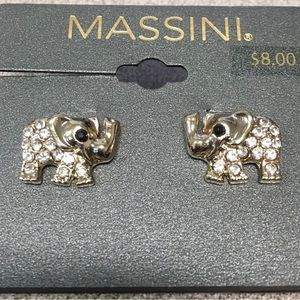 COPY - NWT Massini Gold Rhinestone Elephant Post Earrings